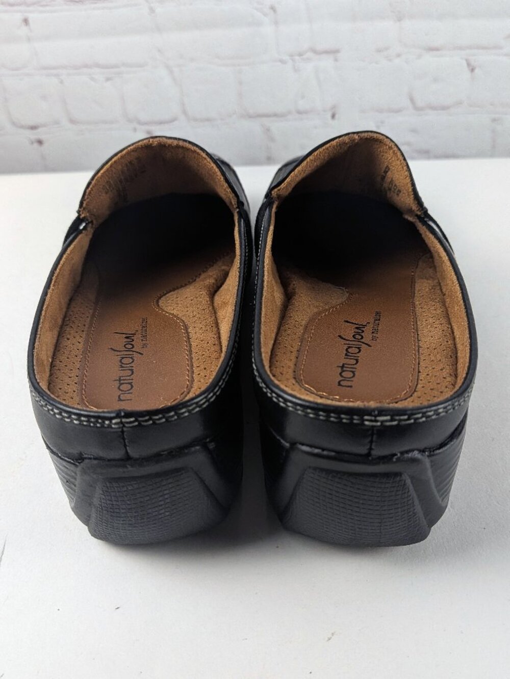 Natural Soul by Naturalizer Black Leather Slip-on Mule Flats 7.5 - Picture 4 of 10